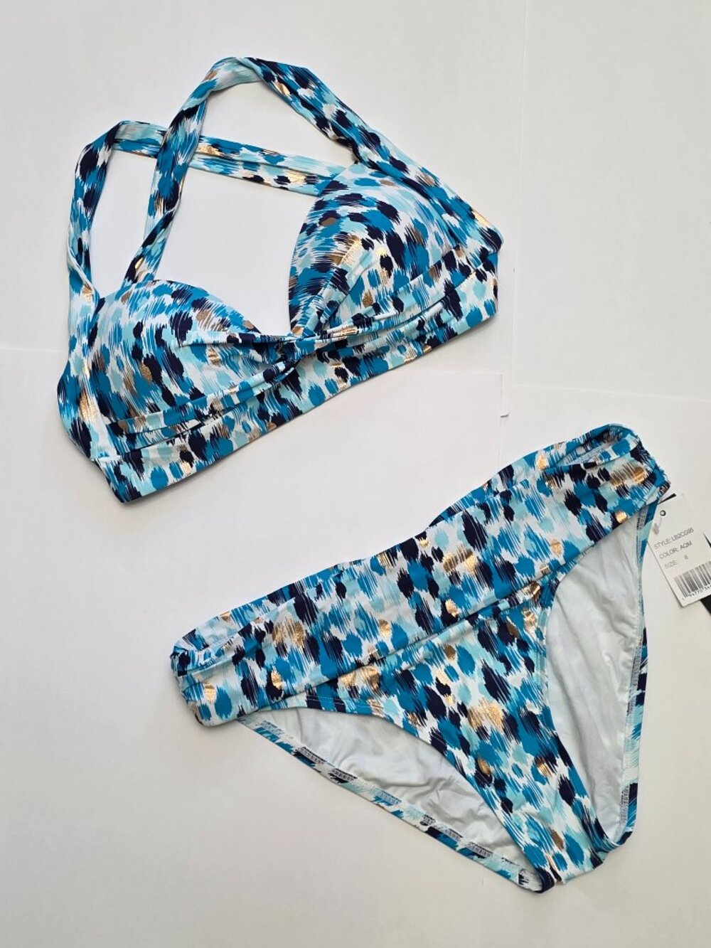 La Blanca Seaglass Shores Keyhole Banded Bikini Top + Ruched Band Hipster Bottom